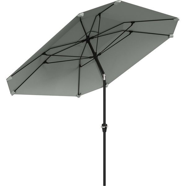 Ombrellone Fortuna Lai Ø233 Cm, Ombrellone Con Funzione Pieghevole, Ottagonale Ombrellone Da Balcone Ombrellone Da Spiaggia Resistente Al Vento Stabile Ombrellone Da Mercato Ombrellone A Manovella Protezione Solare Per Spiaggia, Balcone, Terrazza, Giardino, Grigio Scuro-image