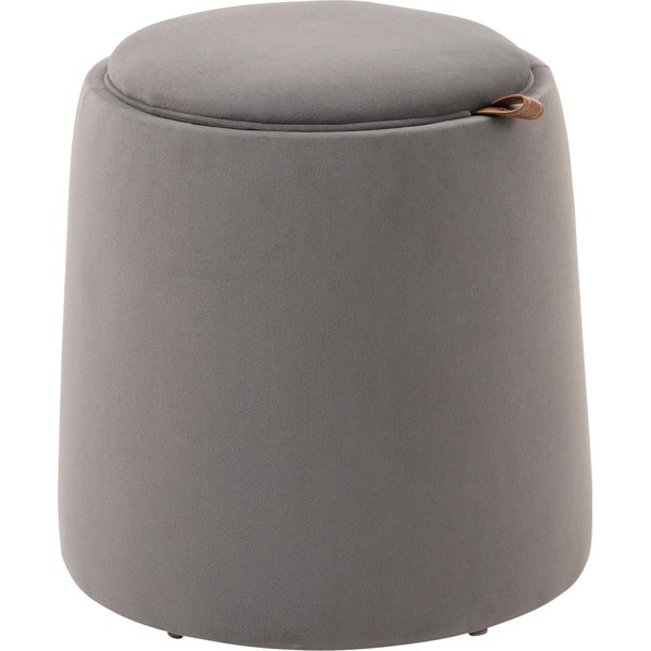 Fortuna Lai Pouf 2 In 1 Pouf Rotondo Con Spazio Contenitivo E Coperchio Rimovibile In Velluto Grigio Scuro-image