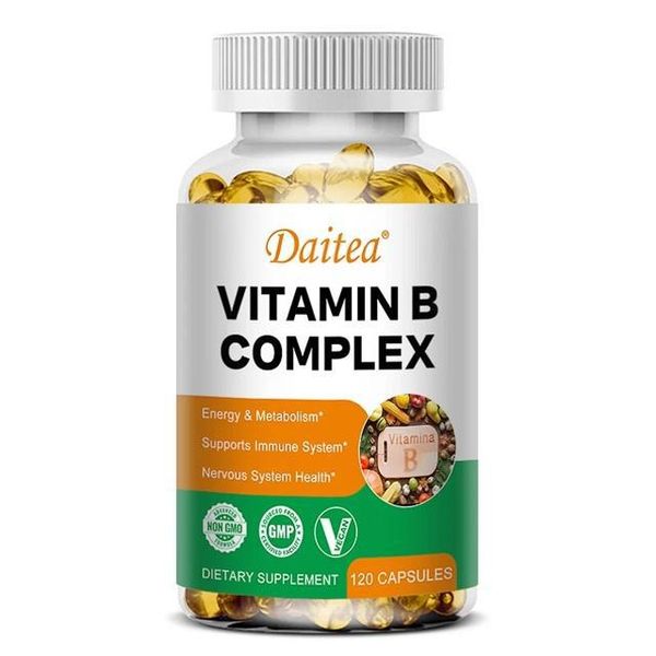 Complesso Vitaminico B (120 Capsule) Integratore Alimentare, Energia, Muscoli, Metabolismo, Sistema Immunitario, Nervi, Salute Dei Nervi-image