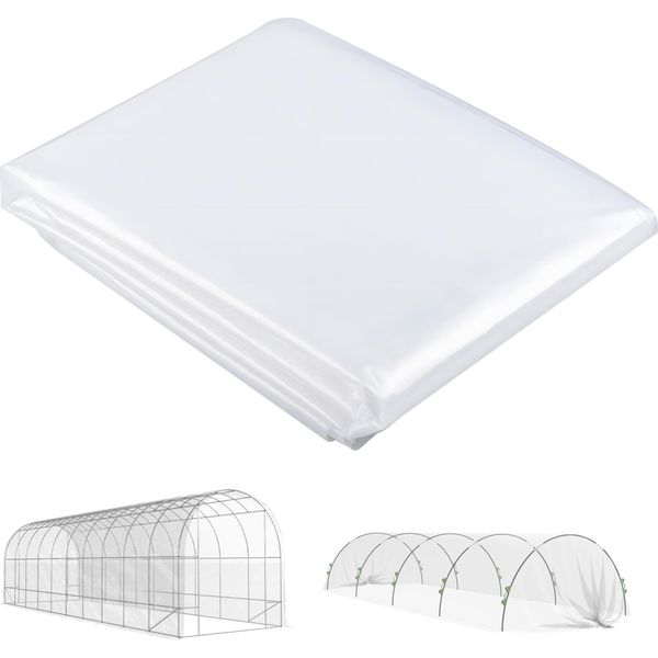 Fortuna Lai Telo Per Serra 8X10 M Impermeabile Telo Da Giardino Con Protezione Uv, Telo In Plastica Extra Spesso E Resistente Agli Strappi, Telo Di Copertura Per Tunnel Di Plastica Per Serra, Telo Per Tunnel Per Esterni Trasparente-image