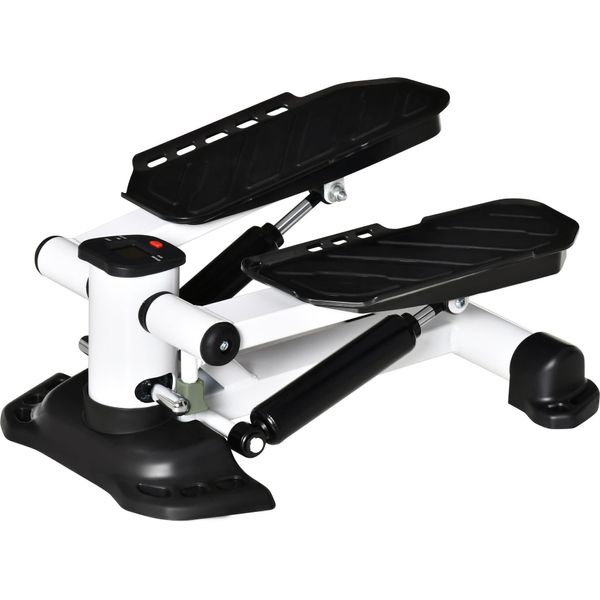 Fortuna Lai Mini Stepper Attrezzo Fitness Compatto Con Schermo Lcd Pedali Grandi Metallo Abs Bianco Nero 48X34X21Cm Ideale Per La Casa-image