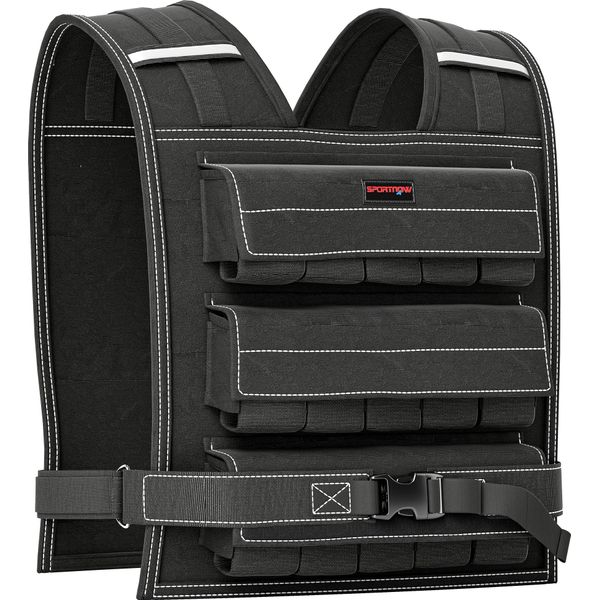 Fortuna Lai Gilet Con Pesi Regolabili 15 Kg Con Strisce Riflettenti, Gilet Da Allenamento, Gilet Da Corsa Per Sollevamento Pesi, Corsa E Fitness, Allenamento Con Il Peso Corporeo, Uomini E Donne-image