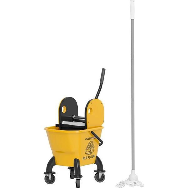 Carrello Per La Pulizia Fortuna Lai Carrello Per La Pulizia Secchio Da 26 Litri Con Pressa, Carrello Con Maniglia E Mocio Per La Pulizia Degli Edifici Giallo-image
