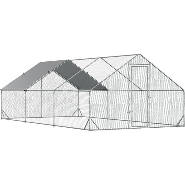Pollaio Fortuna Lai, 3 X 6 X 2 M, Recinto All'aperto Xxl, Pollaio Da Esterno Con Ombra, Tetto, Per 12-18 Galline, Anatre, Conigli, Acciaio-image
