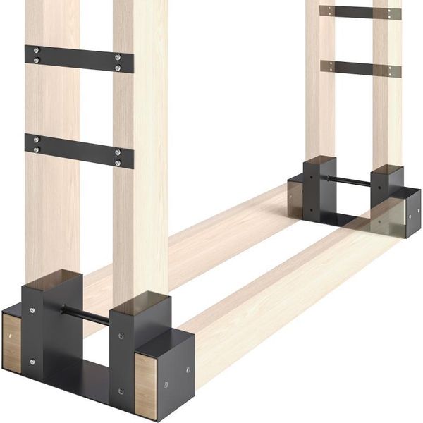 Fortuna Lai Set Di 2 Scaffali Per Legna Da Ardere Per Interni 33,5 X 10 X 15,5 Cm Scaffale Per Legna Da Ardere Con Lunghezza Regolabile Metallo Nero-image