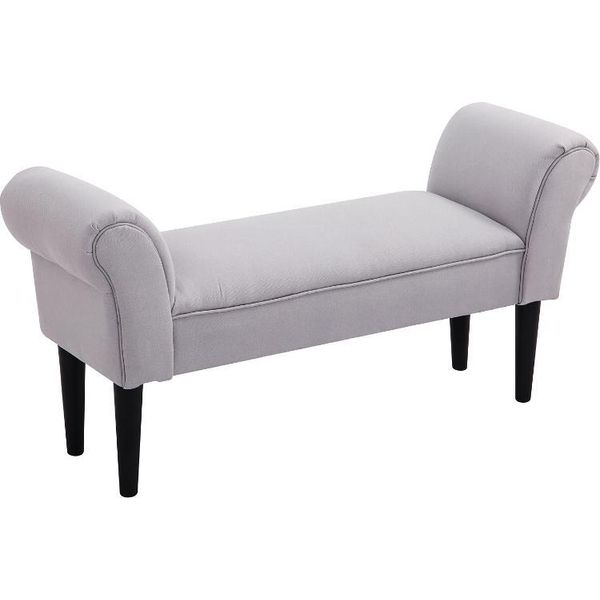 Fortuna Lai Panca Letto, Panca Imbottita, Panca, Panca Da Ingresso Per Camera Da Letto, Portata Massima 130 Kg, Tessuto Velato, Grigio, 102 X 36 X 51 Cm-image