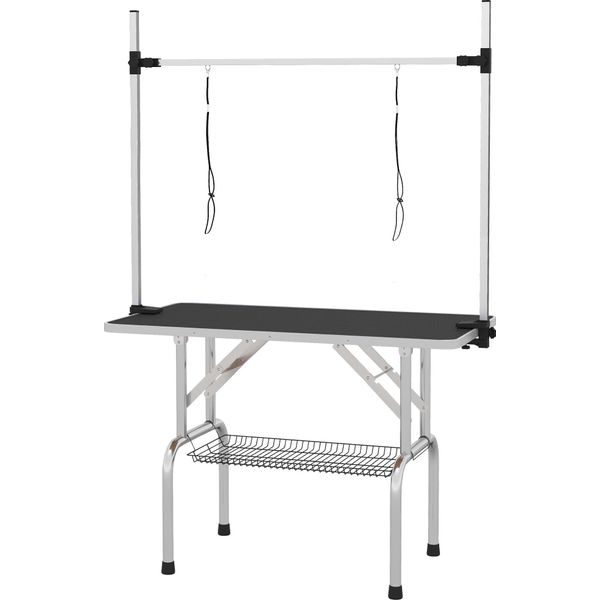 Fortuna Lai Tavolo Da Toelettatura Tavolo Per La Cura Degli Animali Regolabile In Altezza E Pieghevole Con Cestello Inferiore Per Cani 107X60X170 Cm In Nero-image