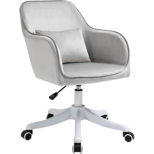 Fortuna Lai Sedia Girevole Da Salotto, Sedia Da Ufficio Con Funzione Massaggiante, Sedia Da Scrivania Con Braccioli, Cuscino Lombare, Grigio-image