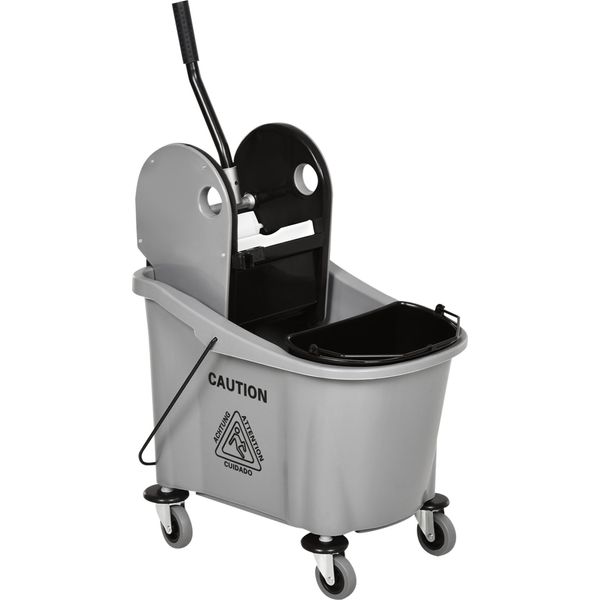 Carrello Per Pulizie Fortuna Lai Da 36 Litri Con Dispositivo Di Strizzatura, Carrello Per Pulizie Grigio 54 X 41 X 91,5 Cm Per Una Pulizia Efficiente-image