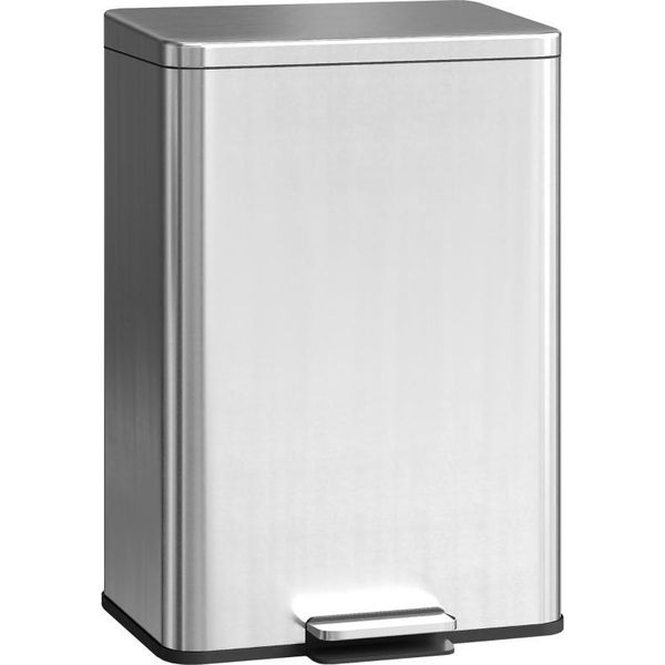 Fortuna Lai Cestino Della Spazzatura 20 L Con Coperchio Softclose, Pedale, Sacchetto Interno Rimovibile Argento, 34,2 X 30,6 X 44,2 Cm-image