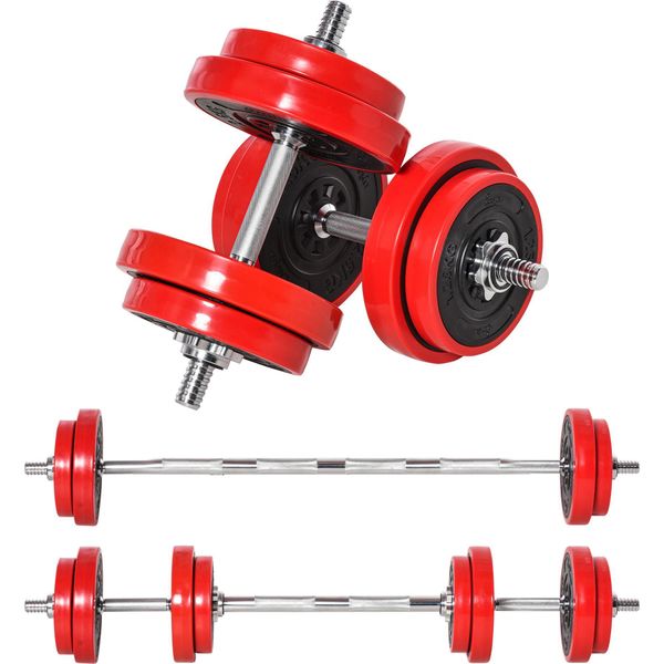 Fortuna Lai Set Manubri 20 Kg 2 In 1 Manubri Regolabili E Bilancieri Rosso Nero Per Fitness Domestico E Allenamento Muscolare 21,5 X 21,5 X 3,8 Cm-image