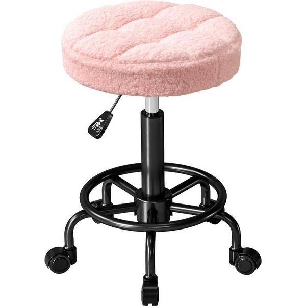 Fortuna Lai Sgabello Con Rotelle Regolabile In Altezza Sgabello Girevole 50-66 Cm Sgabello Da Lavoro Girevole A 360° Sgabello Da Ufficio Sgabello Per Ufficio Salone Massaggi Spa Rosa-image