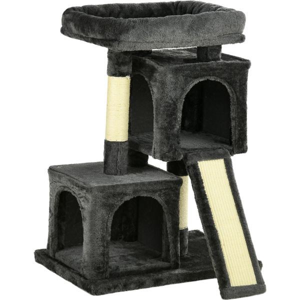 Fortuna Lai Tiragraffi In Sisal Fino A 30 Kg Tiragraffi Per Gatti Con Colonna In Sisal Tiragraffi In Peluche Grigio Scuro Per Gatti Attivi-image