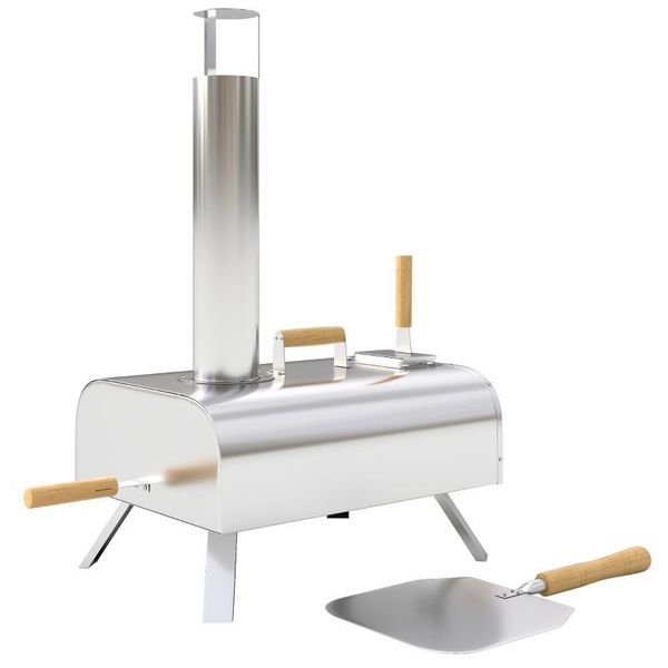 Forno Per Pizza Da Esterno Fortuna Lai Forno Per Pizza A Legna In Acciaio Inossidabile, Forno Con Pietra Refrattaria Da 1 Cm Di Spessore, Pala Per Pizza Con Gambe Pieghevoli, Coperchio Forno A Legna Portatile Forni Per Pizza Per Campeggio, Giardino, Feste-image