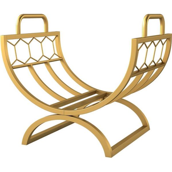 Fortuna Lai Scaffale Per Legna Da Ardere Per Interni 46 X 36 X 41 Cm Scaffale Per Legna Da Ardere Per Caminetto Stufa Metallo Oro-image