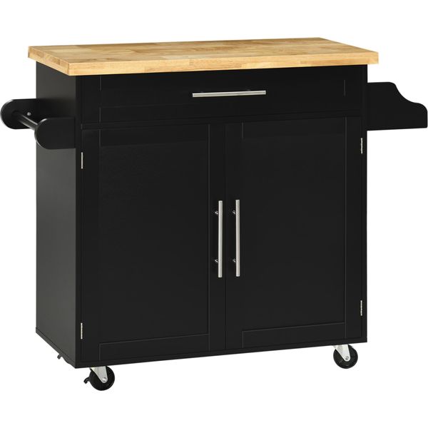 Carrello Da Cucina Fortuna Lai Carrello Di Servizio Con Piano Di Lavoro E Ripiano Per Spezie Portasciugamani Per Soggiorno E Sala Da Pranzo 109X40X89 Cm-image