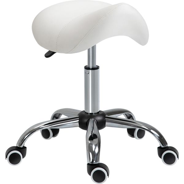 Fortuna Lai Sgabello Girevole Sgabello Regolabile In Altezza Sgabello Imbottito Bianco Per Ufficio E Casa-image