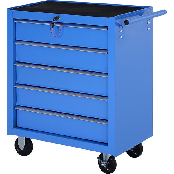 Carrello Portautensili Fortuna Lai Carrello Portautensili Mobile Con 5 Cassetti, Carrello Rosso, Pratica Cassetta Degli Attrezzi Per Garage E Officina-image