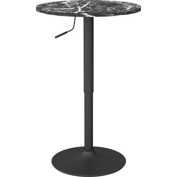 Fortuna Lai Tavolo Da Bar Tavolo Da Pranzo Rotondo Per 2 Persone, Tavolo Da Cucina Con Effetto Marmo Per Soggiorno, Sala Da Pranzo, Piccoli Spazi, Nero, Ø60 X 68-93,5 Cm-image