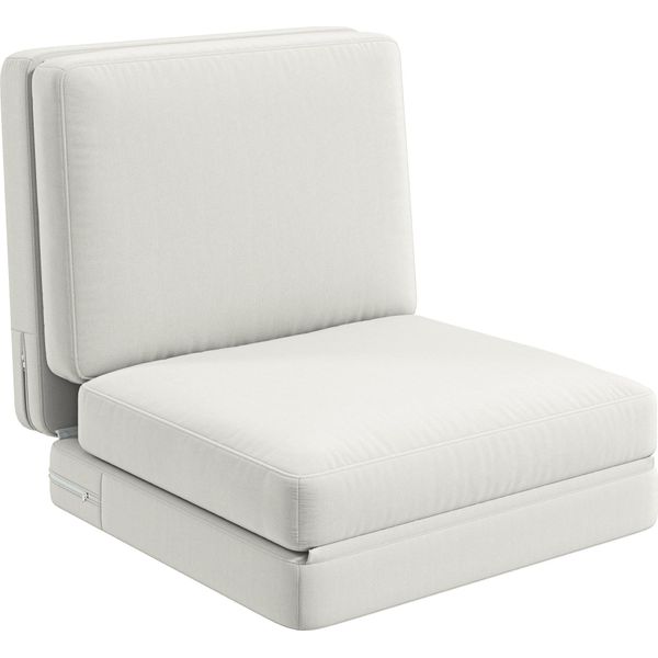 Fortuna Lai Divano Letto 3 In 1 Pieghevole Con Rivestimento In Velluto, Imbottito, Portata Massima 240 Kg, Per Camera Da Letto, Soggiorno, Bianco Crema-image