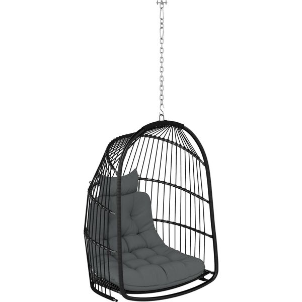 Fortuna Lai Sedia Sospesa Cesto Sospeso Con Cuscino Polyrattan Altalena Da Esterno E Da Interno Pieghevole Sedia Sospesa Resistente Fino A 150 Kg Altalena Sospesa Sedia Sospesa A Cesto Per Soggiorno Balcone Terrazza Grigio Scuro-image