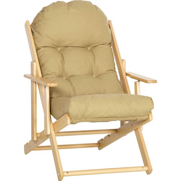 Fortuna Lai Poltrona Reclinabile Poltrona Imbottita, Poltrona Relax, Sedia Da Pranzo Con Effetto Lino Per Soggiorno, Legno Di Faggio, 71 X 89 X 96 Cm Marrone-image