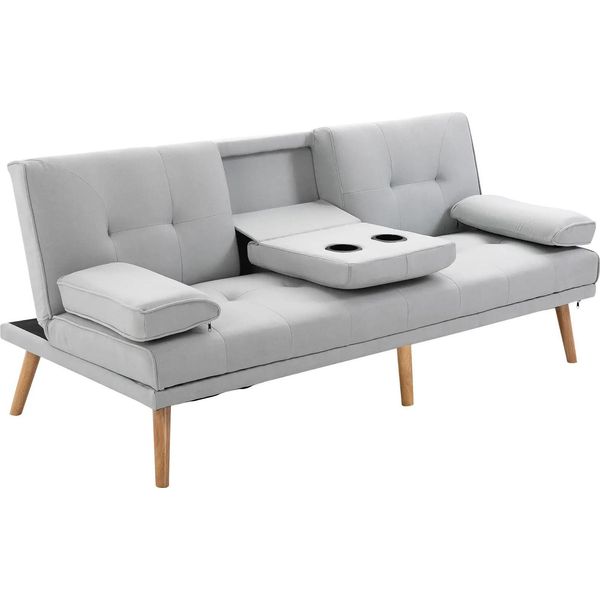 Divano Letto Fortuna Lai Comodo Divano Letto, 3 Posti, Divano Letto, Lino, Grigio Chiaro, 181X77X72 Cm-image
