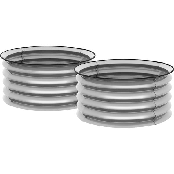 Fortuna Lai Set Di 2 Fioriere Rialzate In Metallo Fioriera Per Erbe Aromatiche Fioriera Con Fondo Aperto Orto Per Giardino Argento 60X60X30 Cm-image