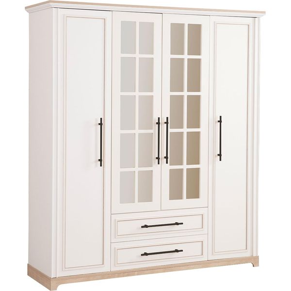 Grande Armadio Beige Camera Da Letto Armadio In Legno Spazio Contenitivo Mobili-image