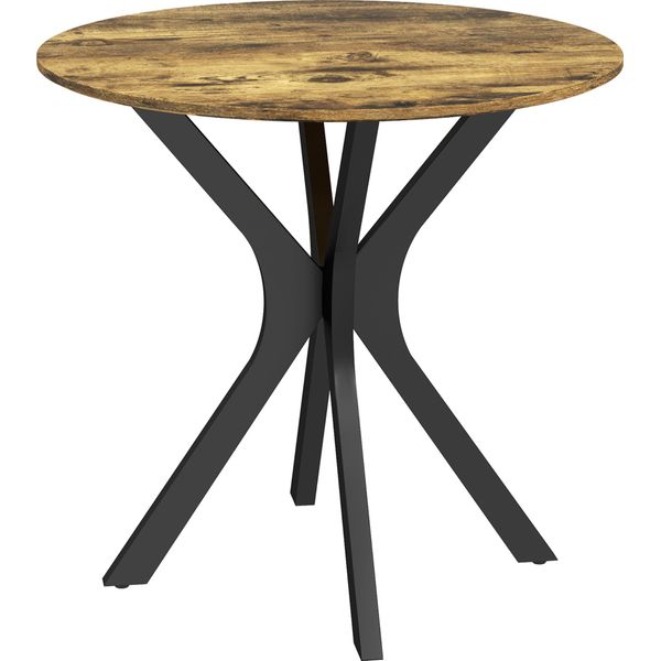 Tavolo Da Pranzo Fortuna Lai, Tavolo Da Cucina Rotondo, Tavolo Da Pranzo Moderno Tavolino Da Caffè Con Struttura In Acciaio Spider, Tavolo Da Bar Per 2 Persone, Ø78 X 75 Cm, Marrone Rustico-image
