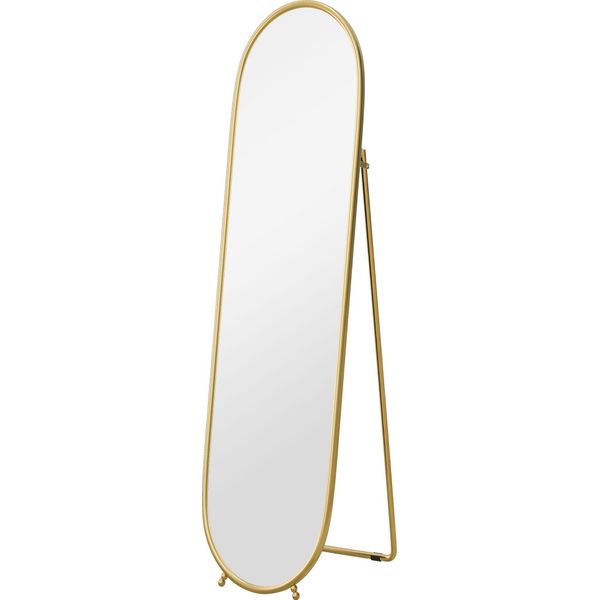 Specchio A Figura Intera Fortuna Lai, Specchio Da Parete 160 X 40 Cm Con Supporto, Cornice In Metallo, Specchio Ovale Da Appoggio Per Soggiorno, Camera Da Letto, Oro |-image