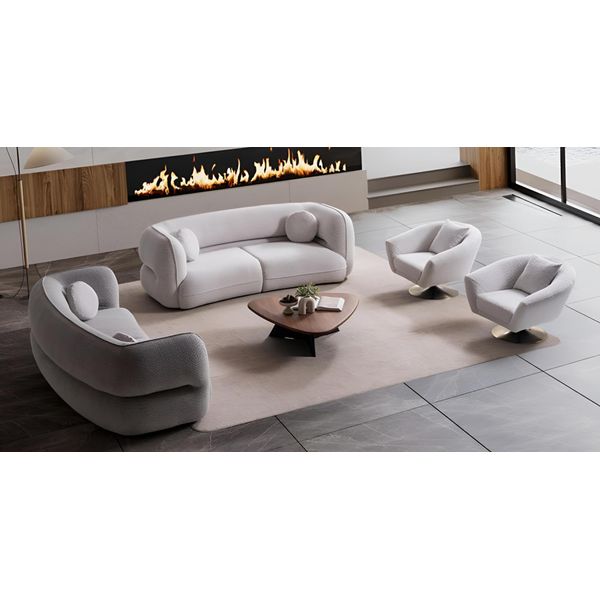 Set Divani Moderni Grigi Divani A 3 Posti Poltrone Mobili Eleganti Per Soggiorno-image
