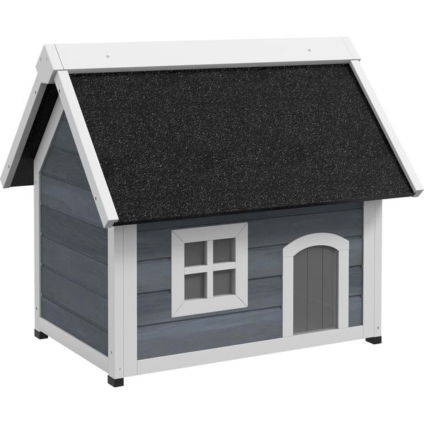 Fortuna Lai Casa Per Gatti, Cuccia Per Gatti In Legno, Con Tetto Apribile In Asfalto, Resistente Alle Intemperie, Con Finestra, 3 Porte, 77 X 57,5 X 68 Cm, Grigio-image