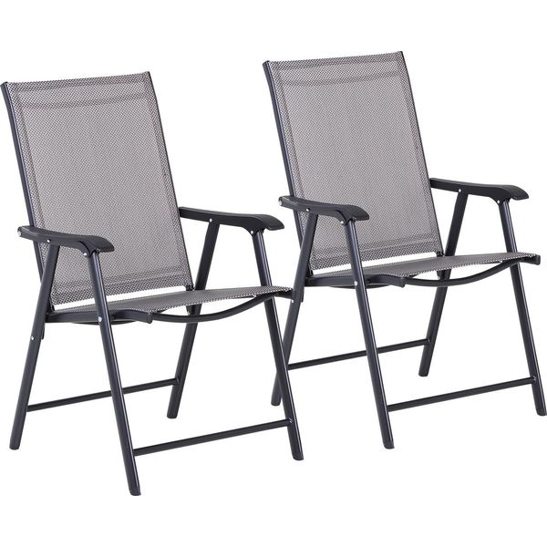 Fortuna Lai Set Di 2 Sedie Da Campeggio Pieghevoli Con Braccioli, Sedie Da Pesca In Metallo Grigio 58X64X94 Cm-image
