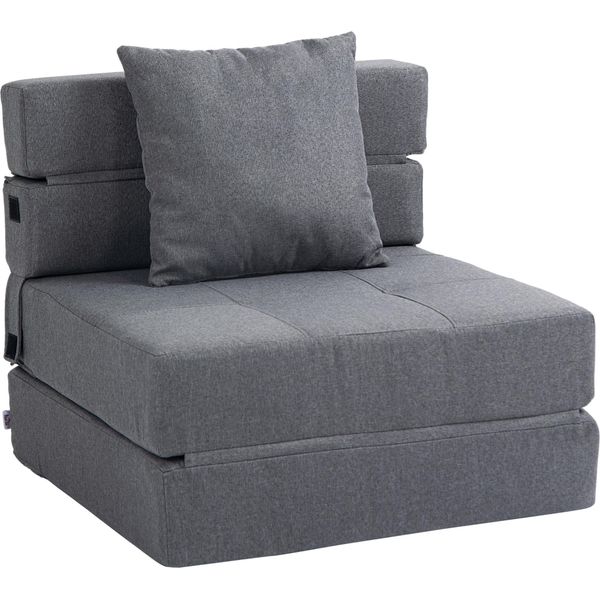 Fortuna Lai Poltrona Letto Pieghevole 2 In 1, Portata Massima 100 Kg, Divano Letto, Poltrona Pieghevole Con Funzione Letto, Poltrona Relax, Letto Per Ospiti, Grigio Scuro-image