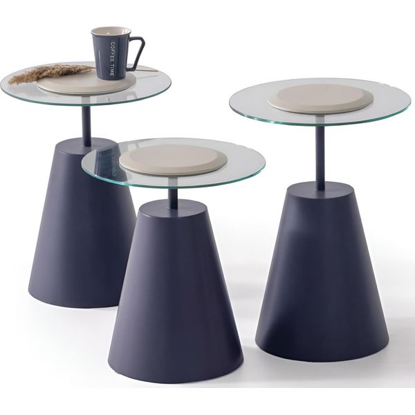 Set Moderno Di Tavolini Tavolini In Vetro Tavolini Da Salotto 3 Pezzi-image