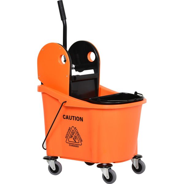 Carrello Per La Pulizia Fortuna Lai Con Secchio Mobile E Dispositivo Di Strizzatura 36 Litri Nero/Arancione 54X41X91,5 Cm Per La Pulizia Professionale-image