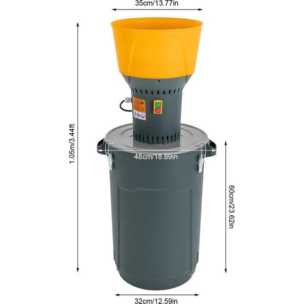 Molino Elettrico Per Cereali - Mulino Per Cereali Da 60 L - 1300 W - Multifunzione - Per Mais, Frumento, Mangimi - Giallo-image