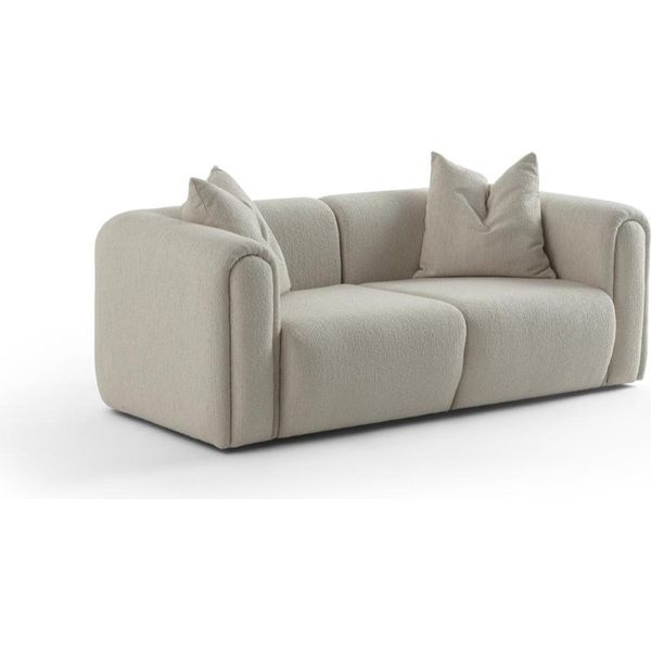 Elegante Divano Bianco Imbottito Designer Soggiorno Tessile Divano A 3 Posti-image