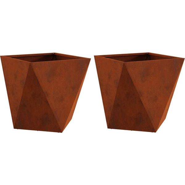 Maison Exclusive - Vaso Per Piante 2 Pezzi Ruggine 50 X 50 X 50 Cm Acciaio Resistente Alle Intemperie-image