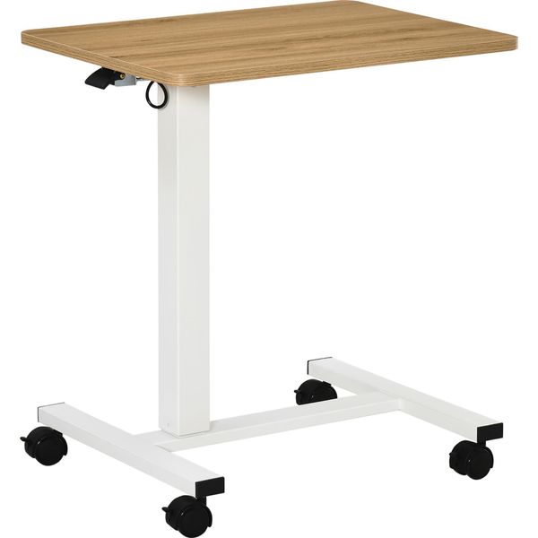 Fortuna Lai Scrivania Regolabile In Altezza Con Rotelle Tavolo Per Laptop Salvaspazio A Forma Di C Bianco Naturale 70-110 Cm Fino A 70 Kg-image