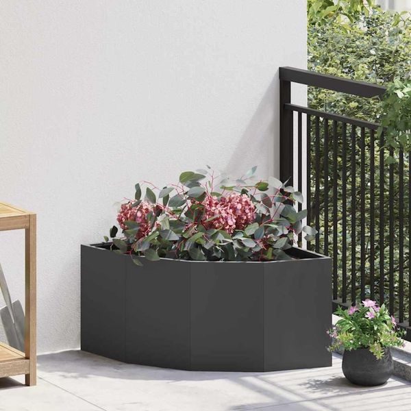 Maison Exclusive - Fioriera Angolare Nera 60 X 60 X 35 Cm In Acciaio-image