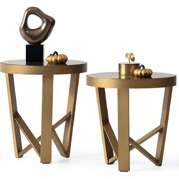Elegante Tavolino Rotondo Tavolino Da Caffè Con Piano In Marmo Di Design-image