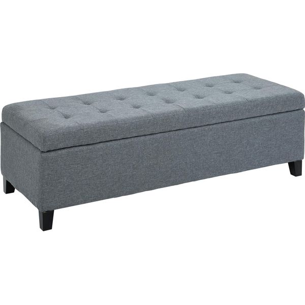 Fortuna Lai Panca Imbottita Con Vano Contenitore Panca Letto Con Coperchio Effetto Lino Panca Contenitore Panca Contenitore Per Soggiorno Camera Da Letto Grigio-image