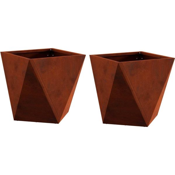 Maison Exclusive - Fioriera 2 Pezzi Ruggine 30 X 30 X 30 Cm Acciaio Resistente Alle Intemperie-image