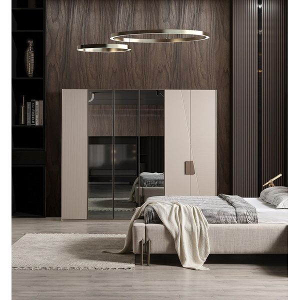 Camera Da Letto Armadio Beige Robusto Armadio In Legno Mobili Eleganti-image