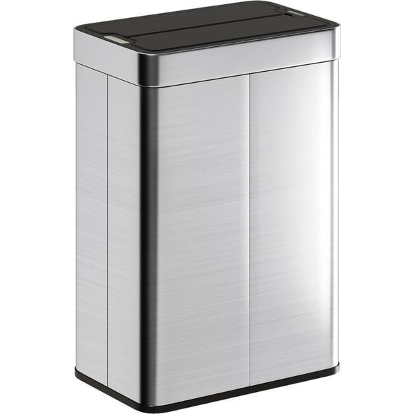 Cestino Fortuna Lai Con Sensore, Capacità 55 L, Coperchio A Farfalla, Apertura Automatica, Acciaio Inossidabile, Colore Argento-image