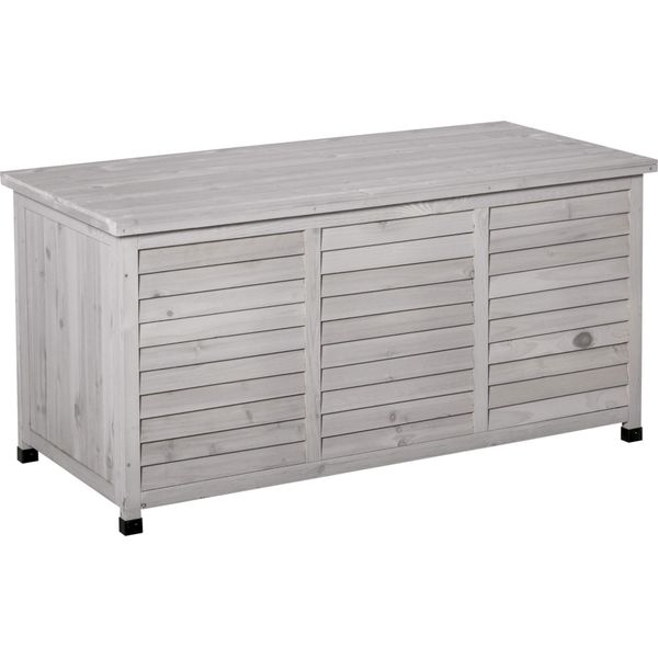 Fortuna Lai Armadio Da Giardino Ripostiglio Per Attrezzi Armadietto Per Attrezzi Resistente All'acqua Legno Di Abete Resistente Spazio Ampio 127 X 56 X 60 Cm Grigio-image