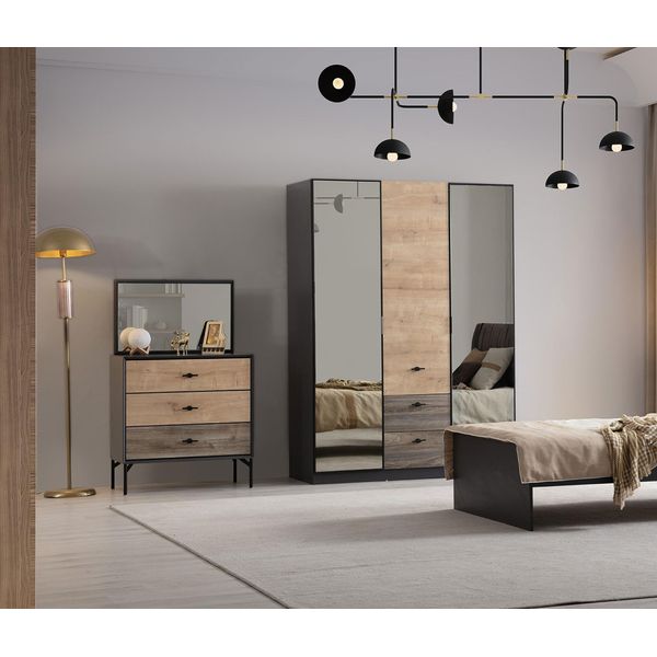 Elegante Set Di Mobili Marroni Armadio In Legno Di Design Elegante Toletta-image