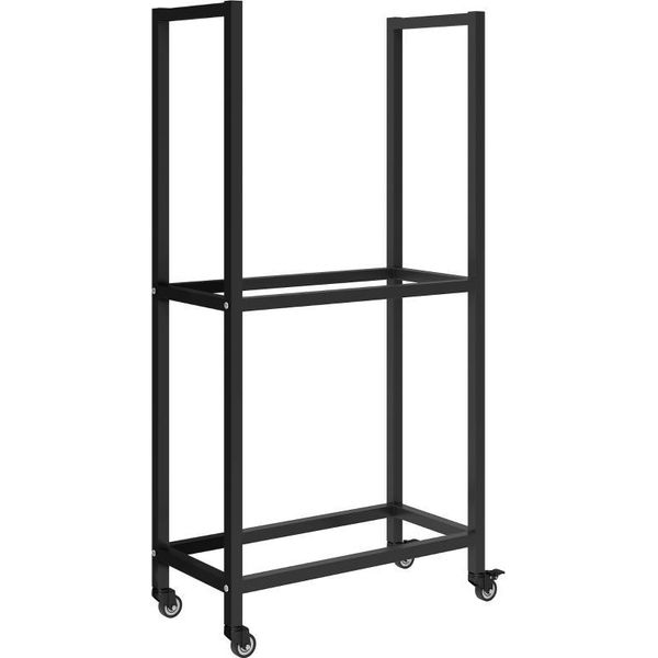 Fortuna Lai Scaffale Per Legna Da Ardere Per Interni In Acciaio 60 X 30 X 119 Cm Scaffale Per Legna Da Ardere A 2 Ripiani Con Rotelle Nero-image
